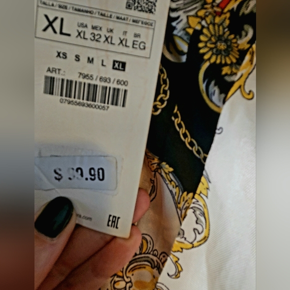 ZARA Scarf Print Pleated Midi Skirt, XL - Picture 6 of 6